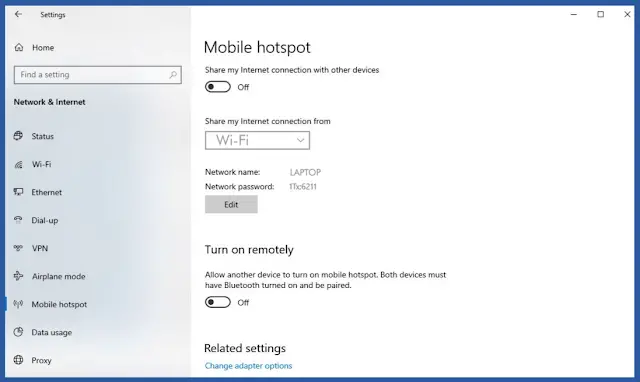 Laptop 10 WiFi Hotspot Setup