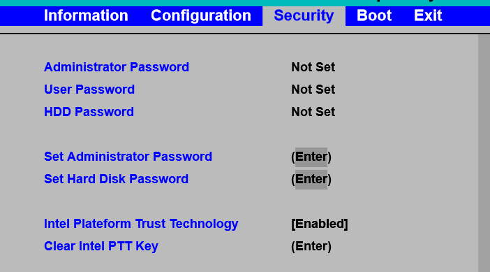 Laptop BIOS Password Settings