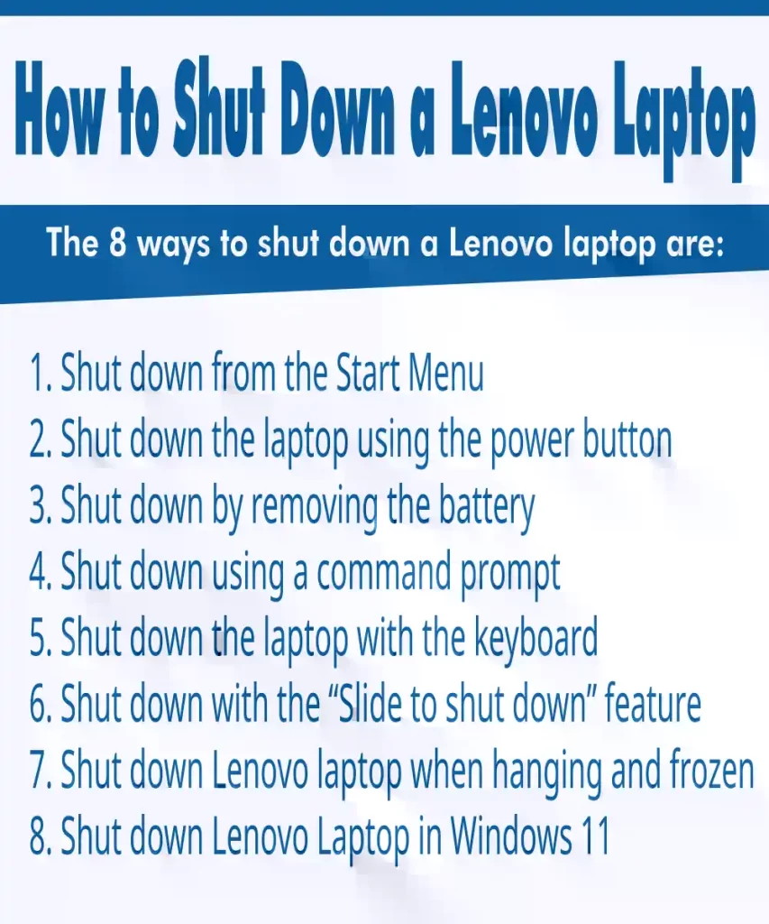 How To Shutdown A Lenovo Laptop Infographic