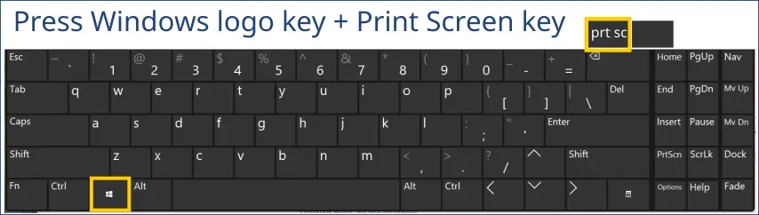 Press Windows logo key + Print Screen key