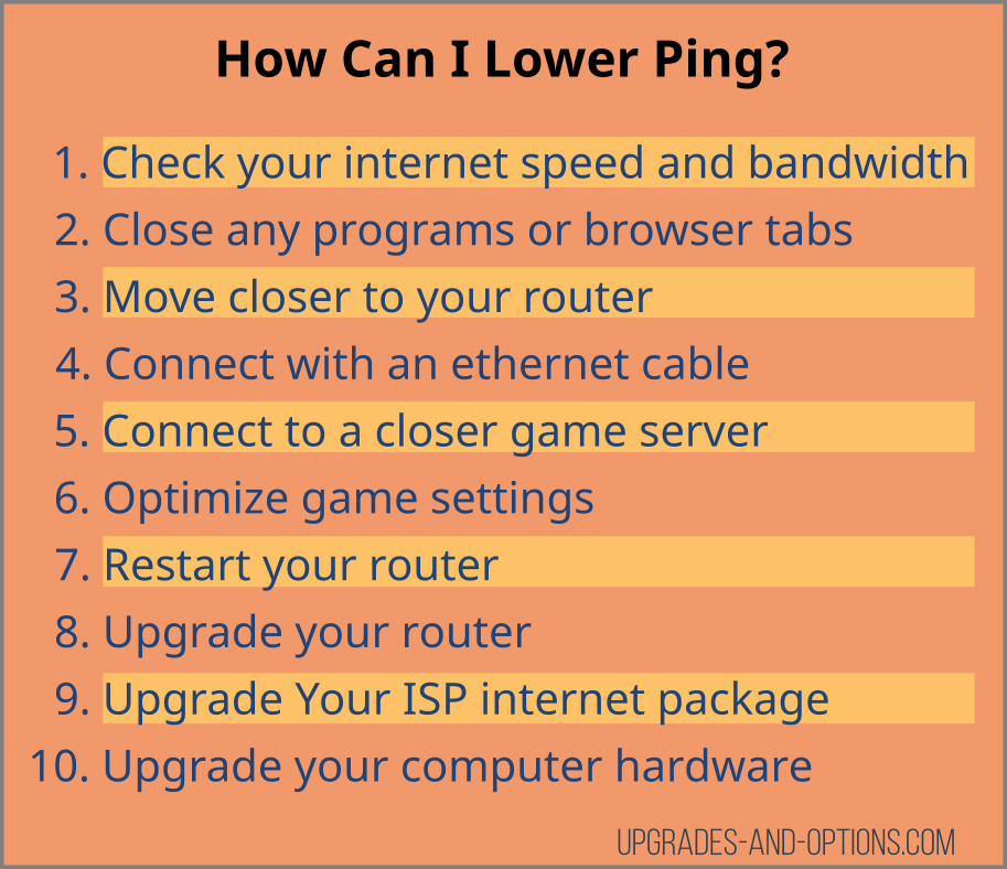 10 Steps How To Lower Ping Infographic