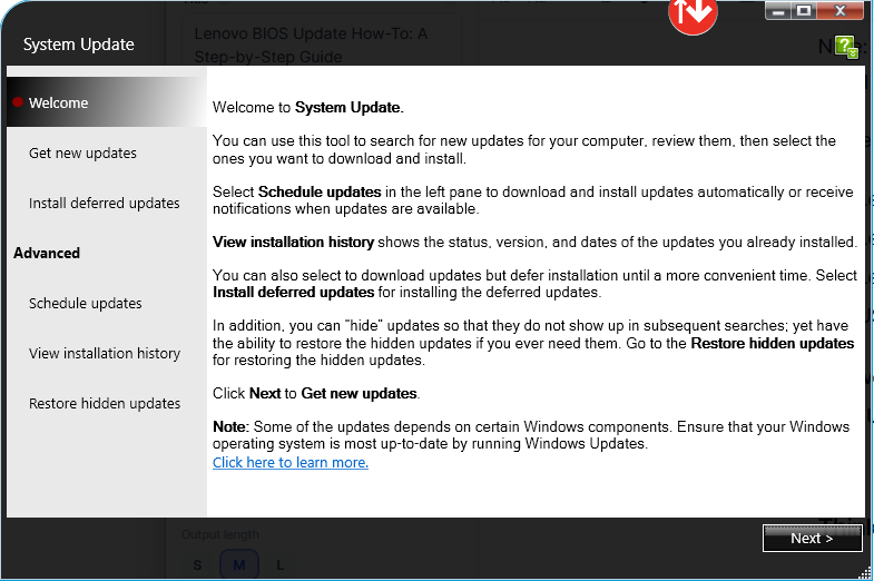 Lenovo System Update Utility