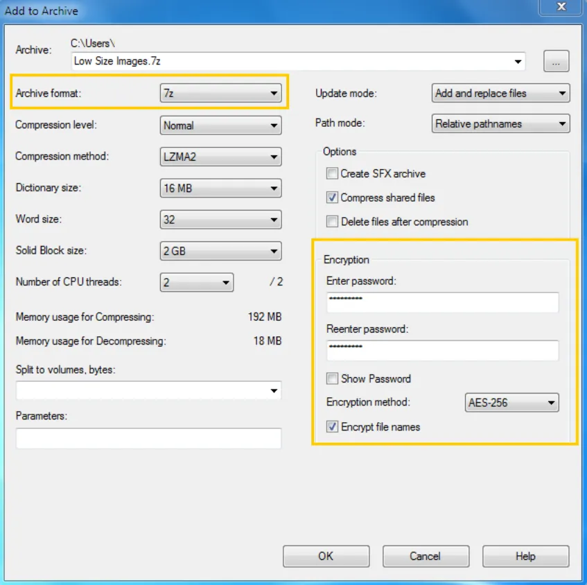 7-Zip to Password Protect a Folder