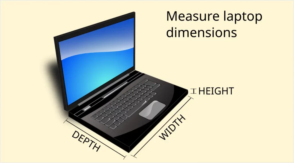 Measure laptop overall dimensions diagram