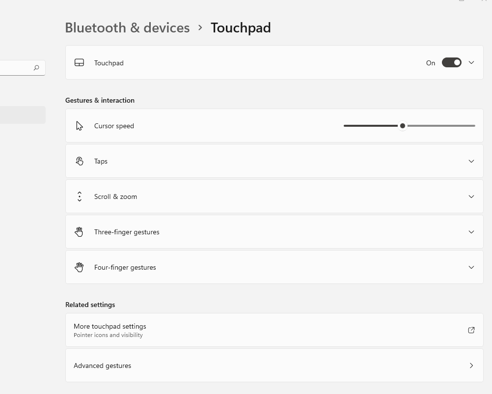 Touchpad Settings Windows 11