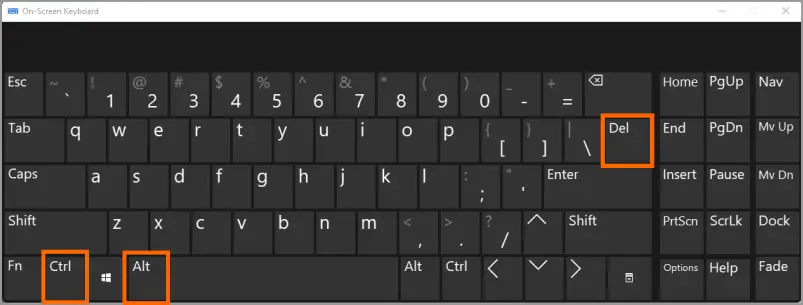 Windows On-Screen Keyboard to CTRL ALT DELETE on a remote desktop