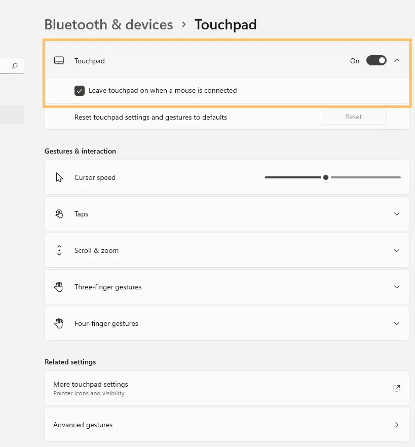 Enable Touchpad in Windows