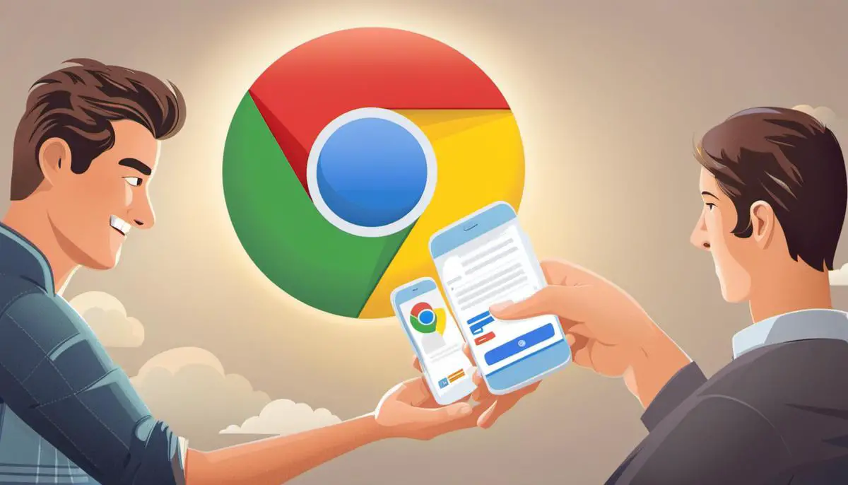Illustration of someone receiving support for Google Chrome