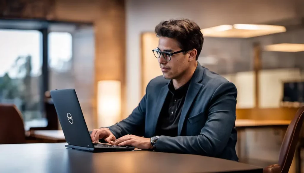 A person using a Dell Chromebook and troubleshooting the mouse settings.
