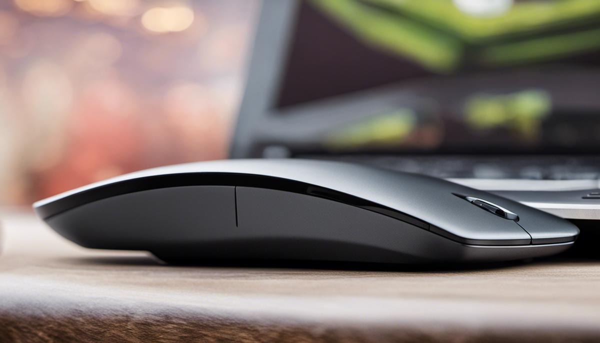 Image depicting a computer mouse and a Lenovo Chromebook together.