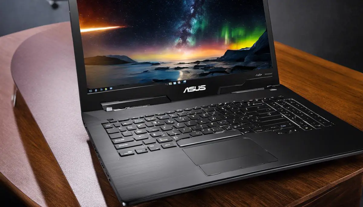 Image of an Asus laptop showcasing its sleek design and powerful performance