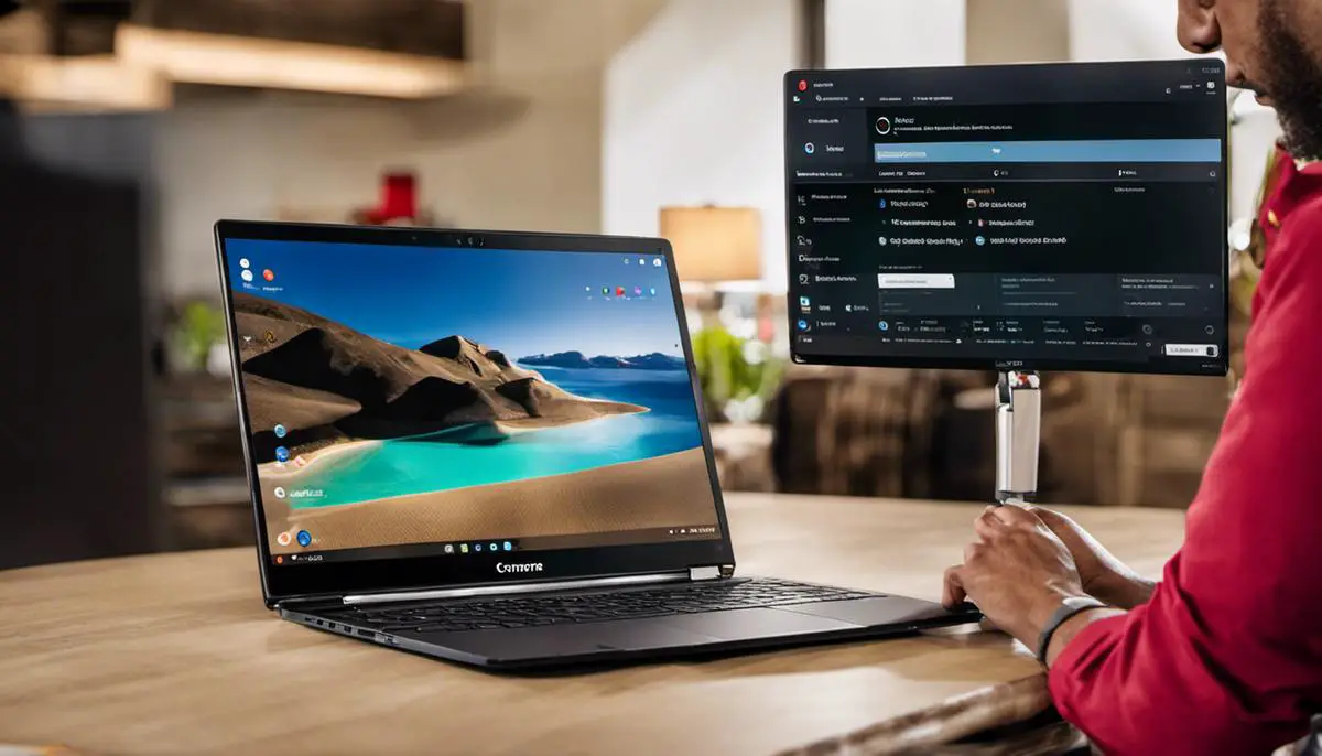 Image showing a person adjusting sound settings on a Chromebook