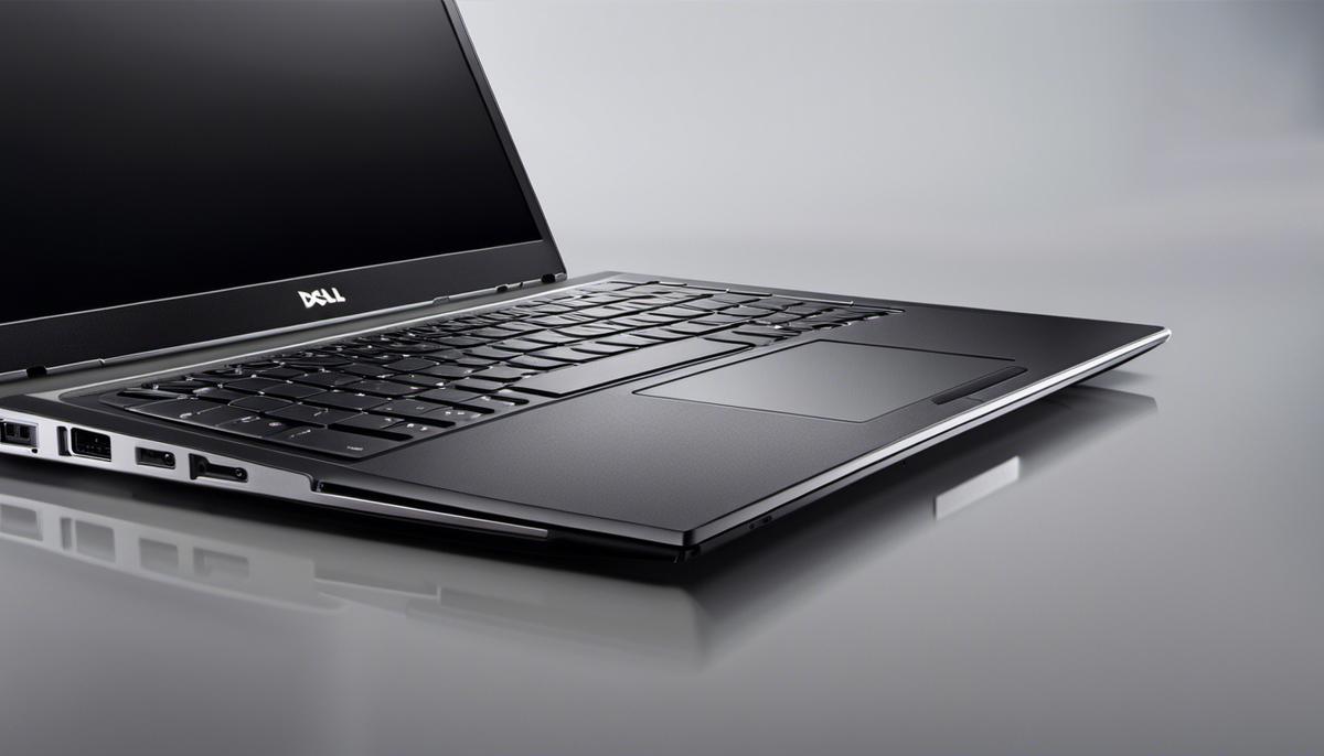 Image of a Dell laptop with a black screen
