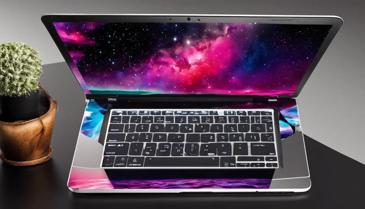 Image of laptop skins, showing a variety of designs and colors to choose from.