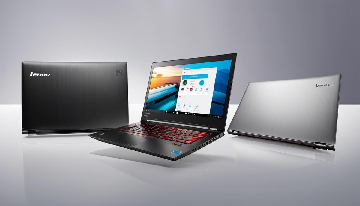 Lenovo laptops image showcasing their features for college students.