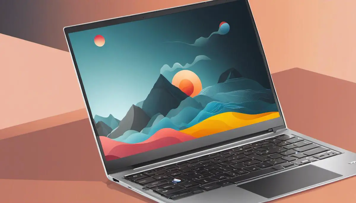 Illustration of a person using a laptop, highlighting the concept of software issues for Lenovo Chromebook's sound problem.